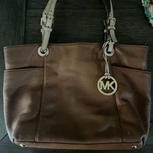 Michael Kors brown leather tote bag